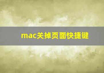 mac关掉页面快捷键