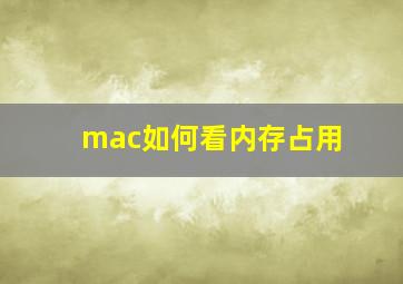 mac如何看内存占用