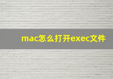 mac怎么打开exec文件