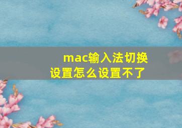 mac输入法切换设置怎么设置不了