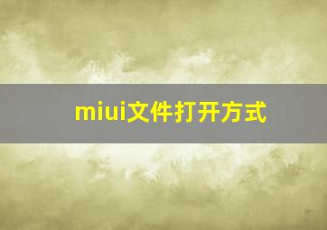 miui文件打开方式