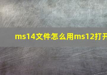 ms14文件怎么用ms12打开