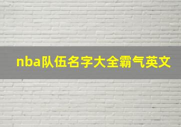 nba队伍名字大全霸气英文