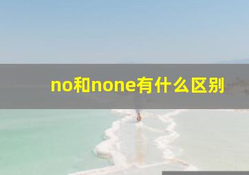 no和none有什么区别