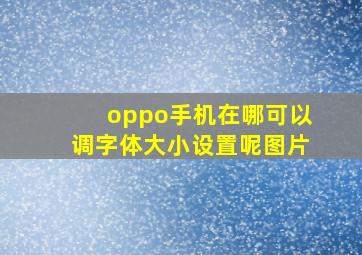 oppo手机在哪可以调字体大小设置呢图片