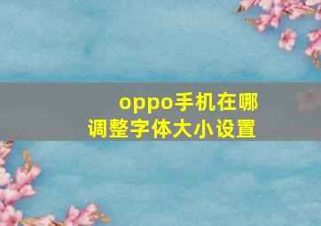 oppo手机在哪调整字体大小设置