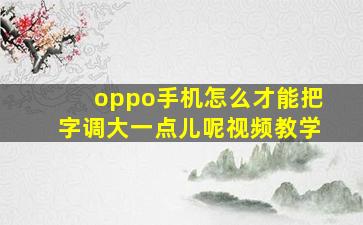 oppo手机怎么才能把字调大一点儿呢视频教学