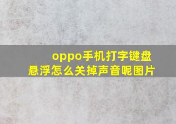 oppo手机打字键盘悬浮怎么关掉声音呢图片