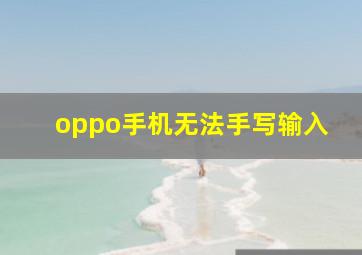 oppo手机无法手写输入