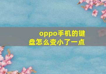 oppo手机的键盘怎么变小了一点