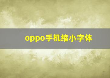 oppo手机缩小字体