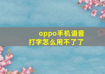 oppo手机语音打字怎么用不了了