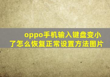 oppo手机输入键盘变小了怎么恢复正常设置方法图片