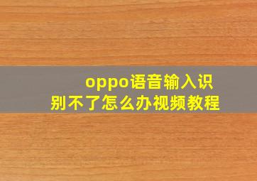 oppo语音输入识别不了怎么办视频教程