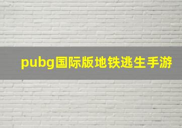 pubg国际版地铁逃生手游