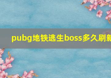 pubg地铁逃生boss多久刷新