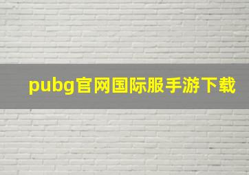 pubg官网国际服手游下载