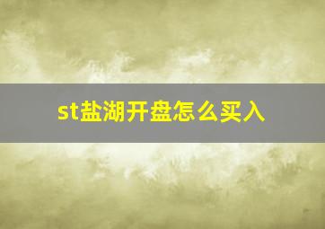 st盐湖开盘怎么买入