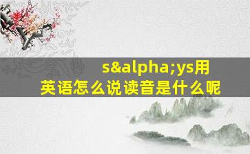 sαys用英语怎么说读音是什么呢