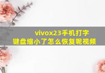 vivox23手机打字键盘缩小了怎么恢复呢视频