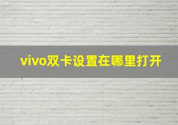 vivo双卡设置在哪里打开