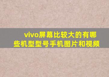 vivo屏幕比较大的有哪些机型型号手机图片和视频