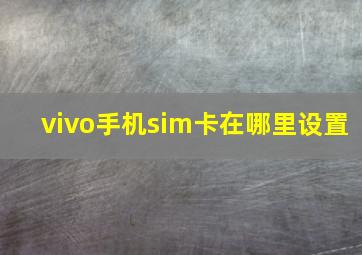 vivo手机sim卡在哪里设置