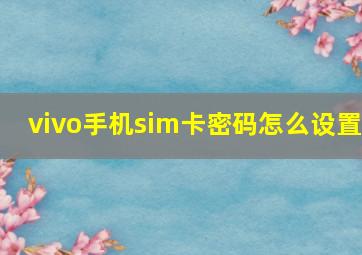 vivo手机sim卡密码怎么设置