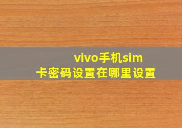 vivo手机sim卡密码设置在哪里设置