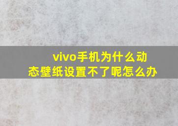 vivo手机为什么动态壁纸设置不了呢怎么办