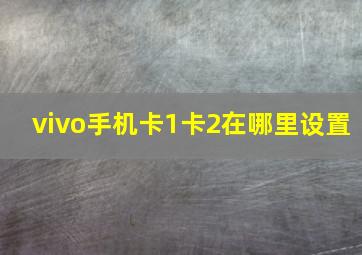 vivo手机卡1卡2在哪里设置