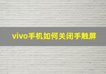 vivo手机如何关闭手触屏