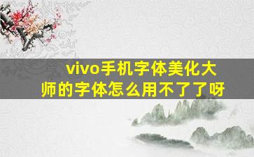 vivo手机字体美化大师的字体怎么用不了了呀