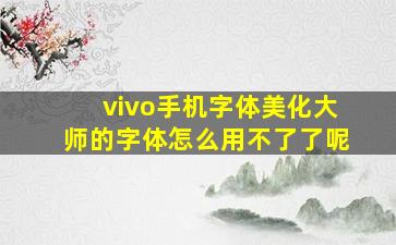 vivo手机字体美化大师的字体怎么用不了了呢