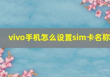 vivo手机怎么设置sim卡名称