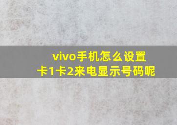 vivo手机怎么设置卡1卡2来电显示号码呢