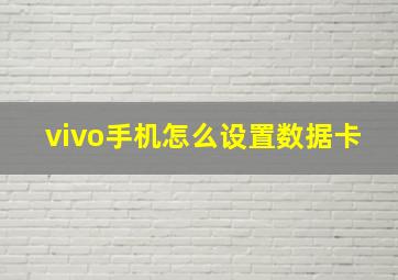 vivo手机怎么设置数据卡