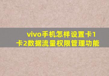 vivo手机怎样设置卡1卡2数据流量权限管理功能