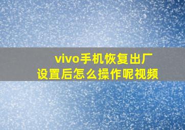 vivo手机恢复出厂设置后怎么操作呢视频