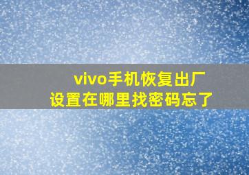 vivo手机恢复出厂设置在哪里找密码忘了