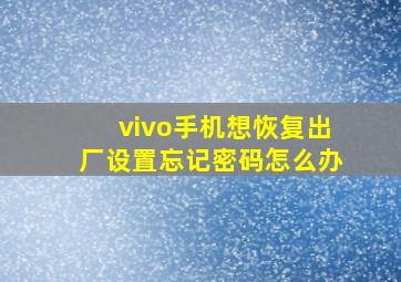 vivo手机想恢复出厂设置忘记密码怎么办