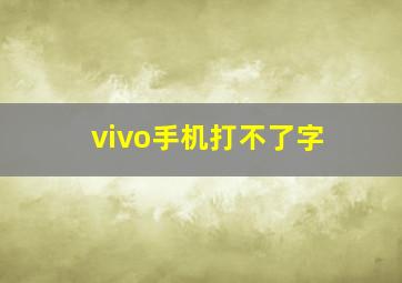 vivo手机打不了字