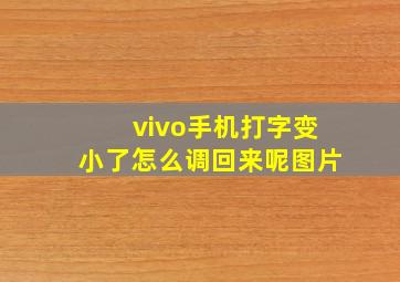 vivo手机打字变小了怎么调回来呢图片