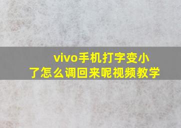 vivo手机打字变小了怎么调回来呢视频教学