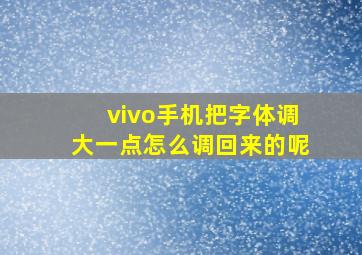 vivo手机把字体调大一点怎么调回来的呢