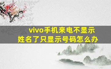 vivo手机来电不显示姓名了只显示号码怎么办