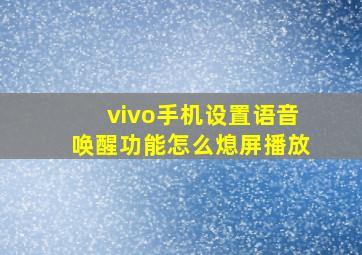 vivo手机设置语音唤醒功能怎么熄屏播放