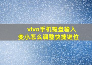 vivo手机键盘输入变小怎么调整快捷键位