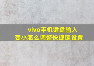 vivo手机键盘输入变小怎么调整快捷键设置