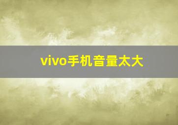 vivo手机音量太大